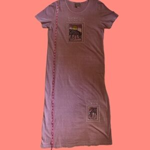 Pink Vintage 90s Style Maxi Dress Cotton